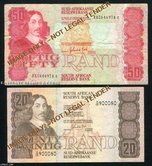 SOUTH AFRICA G DE KOCK REPLACEMENT BANKNOTE COLLECTION -  R20+R50