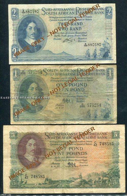 SOUTH AFRICA  BANKNOTE COLLECTION -  POUNDS & RANDS x 12 NOTES. NICE LOT!!!