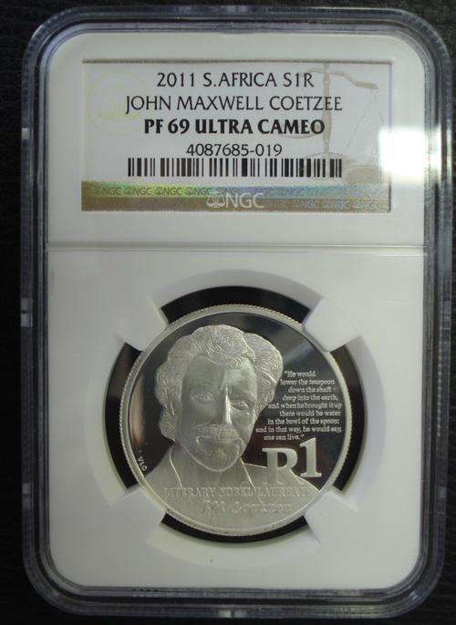 JOHN MAXWELL COETZEE SILVER R1 PF69 Ultra Cameo (NGC Graded)!!!! DON'T MISS!!!