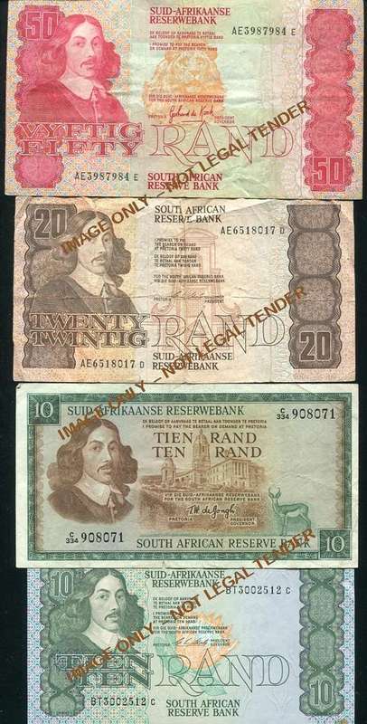 SOUTH AFRICA  BANKNOTE COLLECTION - x 9 NOTES. INC BIG R50.