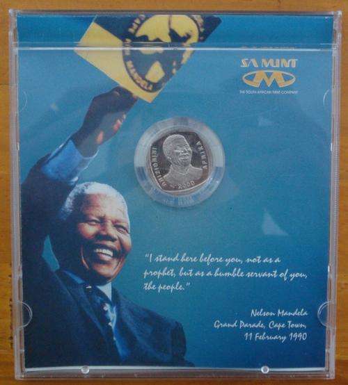 SOUTH AFRICA 2000 MANDELA PROOF  R5 COIN IN CD HOLDER