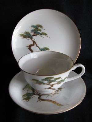 Handpainted Koshida Japanese bone china trio