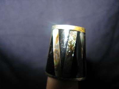 Most lovely vintage to antique thimble with mother-of-pearl inlays