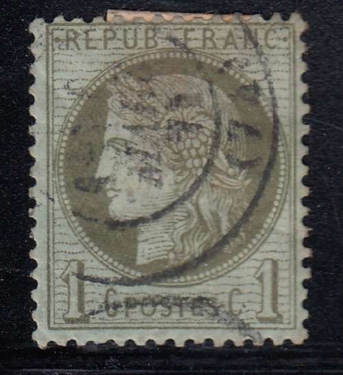 France 1870 Ceres, SG 185, 1c green  perf. used. CV 22 Pounds.