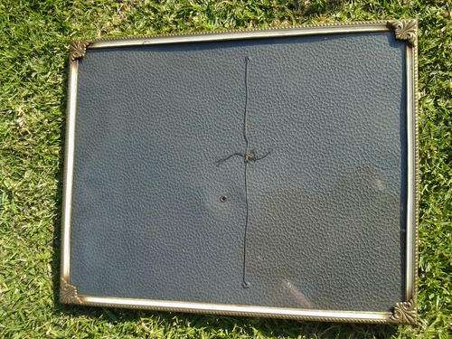 Vintage Gold Tone Metal with Filagree & Art Deco corners frame with glass