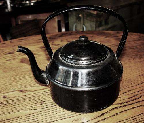 ***Vintage Black Enamel Kettle***