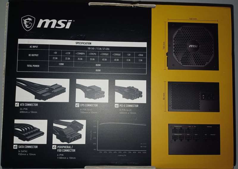 MSI MPG A850GF 850W 80 Plus Gold Fully-Modular Black Desktop Power Supply