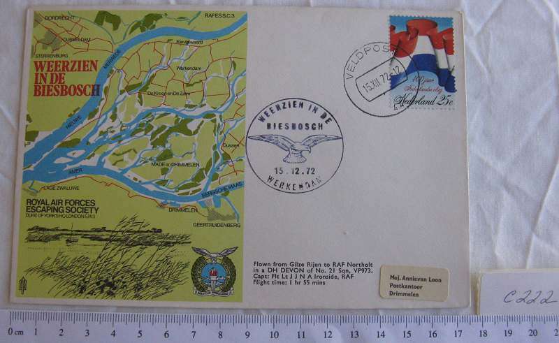 RAFES S.C.3. WEERZIEN IN DE BIESBOSCH. STAMPED: WEERZIEN IN DE BIESBOSCH 15.12.72 WERKENDAM.