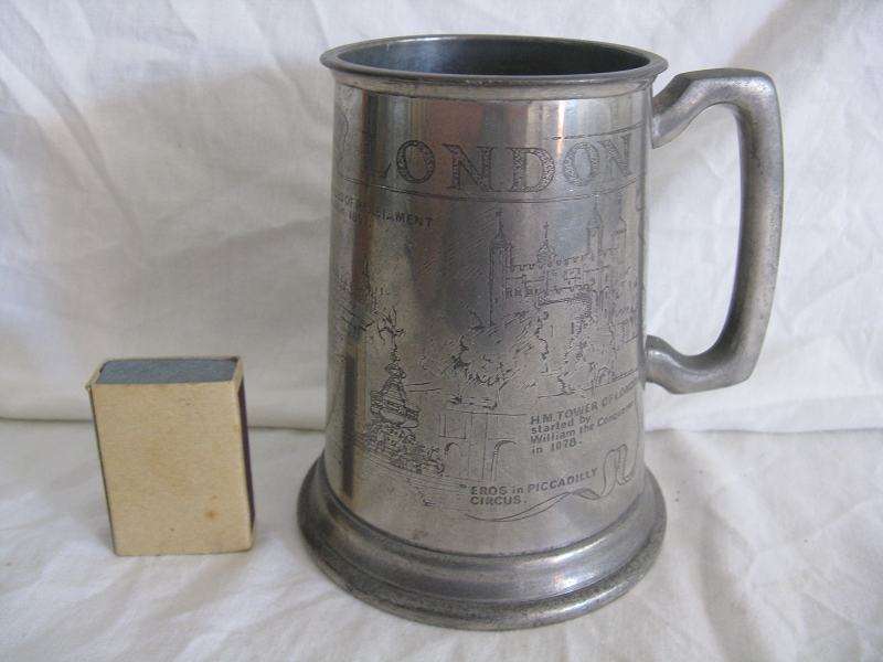 FINEST ENGLISH PEWTER CRAFTSMAN MADE SHEFFIELD ENGLAND "LONDON" BEER MUG.
