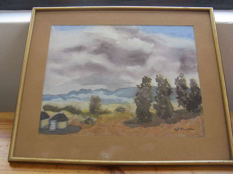 STORM BREWING - TRANSVAAL. POSSIBLY WATERCOLOURS. L 45cm x W 37cm.