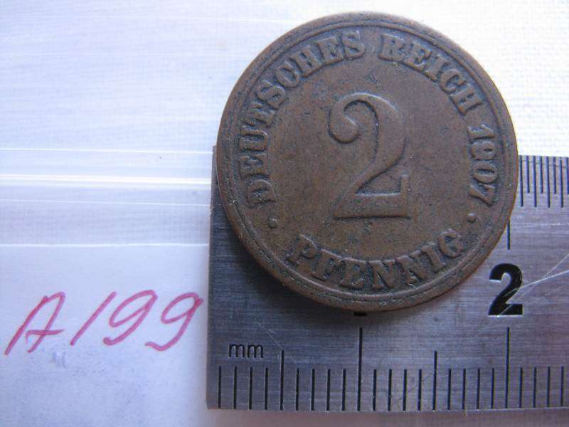 GERMAN REICH 2 PFENNIG 1907A.