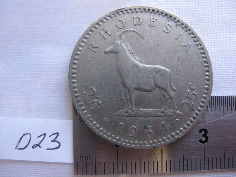 RHODESIA 2 1/2 SHILLINGS 25 CENTS 1964.