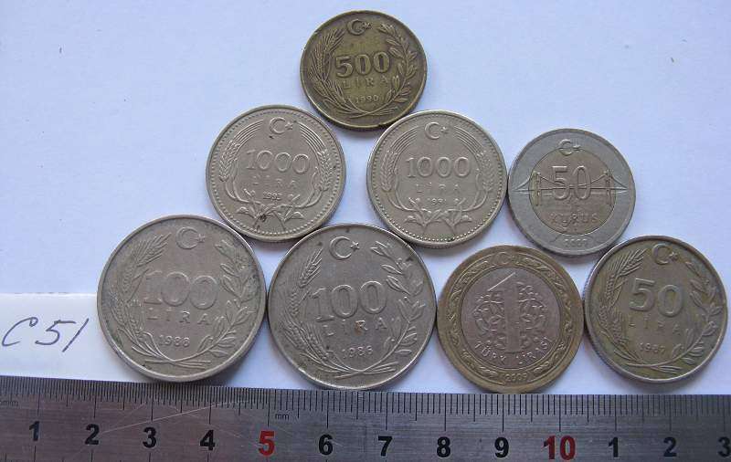 Turkey coins combo. (8 coins, various dates).