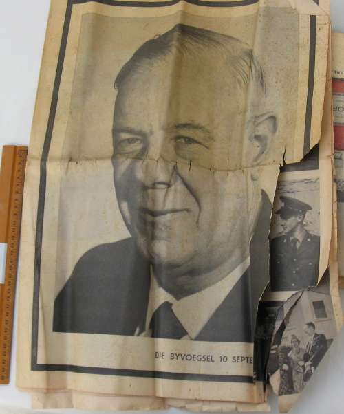 Sunday times 1966, The Cape Argus 1966 (Verwoerd death), The Cape Times 1968 original newspapers.