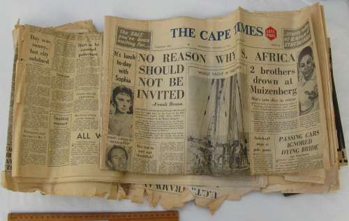 Sunday times 1966, The Cape Argus 1966 (Verwoerd death), The Cape Times 1968 original newspapers.