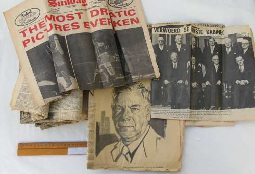 Sunday times 1966, The Cape Argus 1966 (Verwoerd death), The Cape Times 1968 original newspapers.