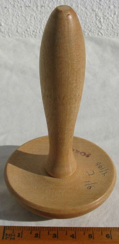 Vintage wooden darning mushroom, marked "FOREIGN".