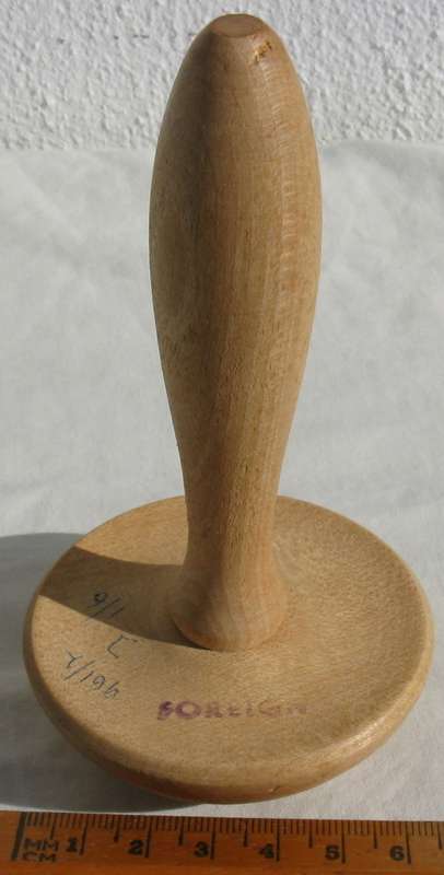 Vintage wooden darning mushroom, marked "FOREIGN".
