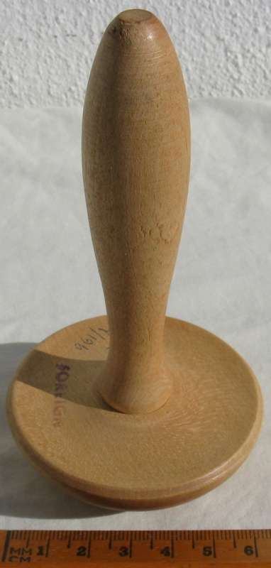 Vintage wooden darning mushroom, marked "FOREIGN".