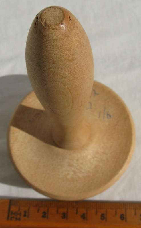 Vintage wooden darning mushroom, marked "FOREIGN".