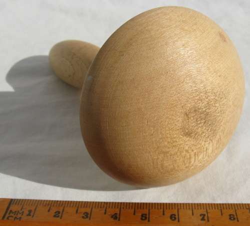 Vintage wooden darning mushroom, marked "FOREIGN".