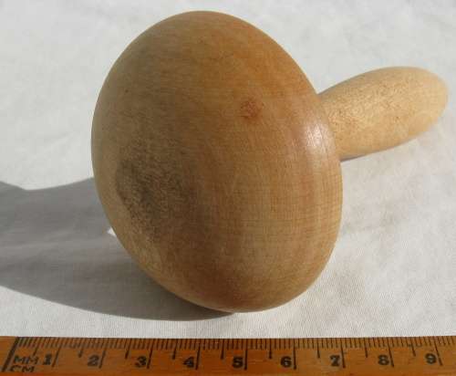 Vintage wooden darning mushroom, marked "FOREIGN".