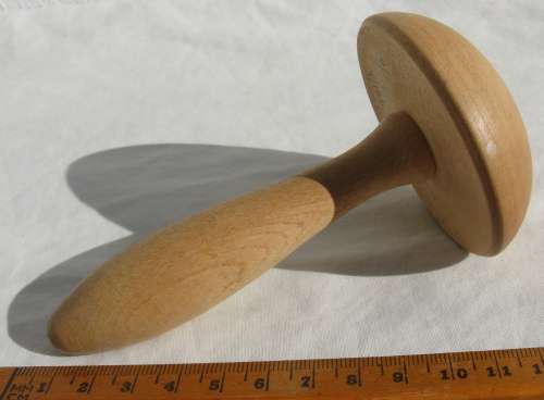 Vintage wooden darning mushroom, marked "FOREIGN".