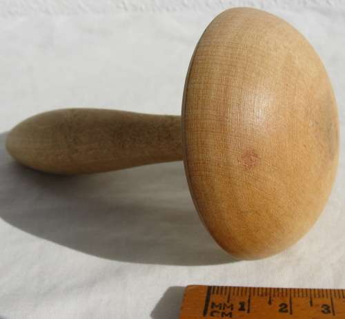 Vintage wooden darning mushroom, marked "FOREIGN".