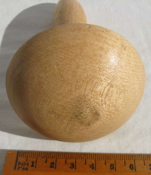 Vintage wooden darning mushroom, marked "FOREIGN".