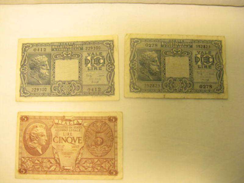 OLD LIRE, 2 x 10 & 1 x 5. (A7_BB)