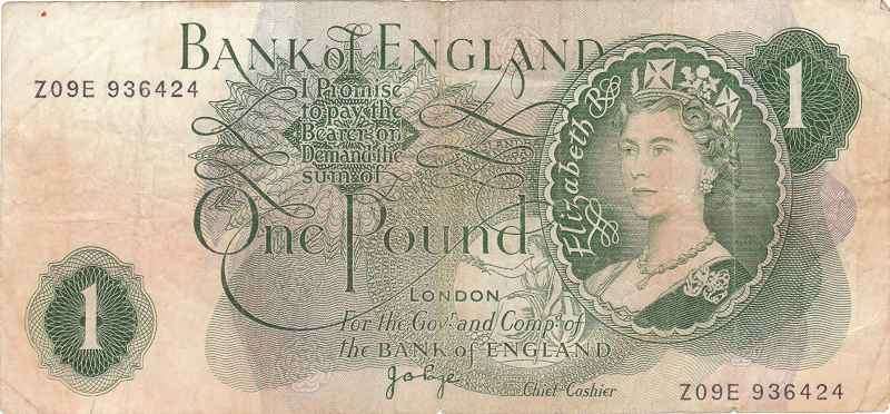 BANK OF ENGLAND ONE POUND NOTE.