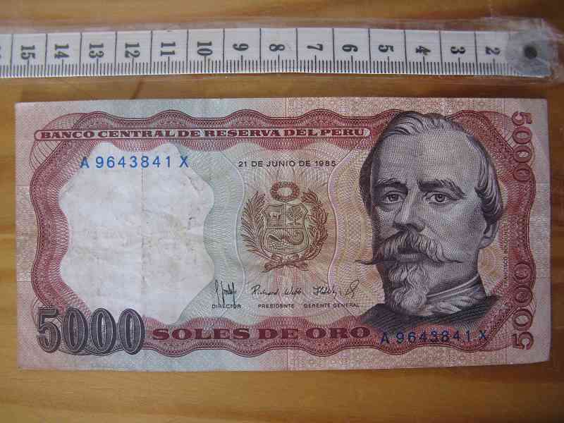 5000 SOLES DE ORO, BANCO CENTRAL DE RESERVA DEL PERU.