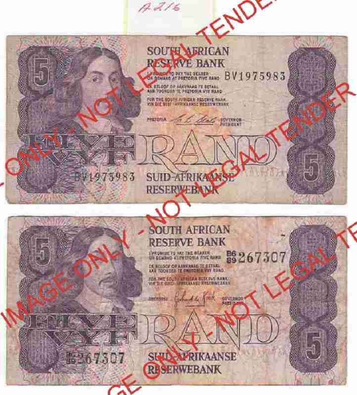 R5 NOTE x 2. C.L.STALS & G.P.C. DE KOCK.  BV1975983 & B689 267307