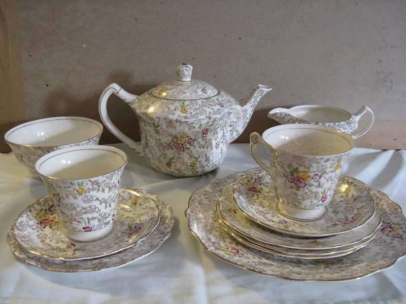 MADE IN ENGLAND JAMES KENT LTD LONGTON PEARL DELIGHT INCOMPLETE TEA SET.