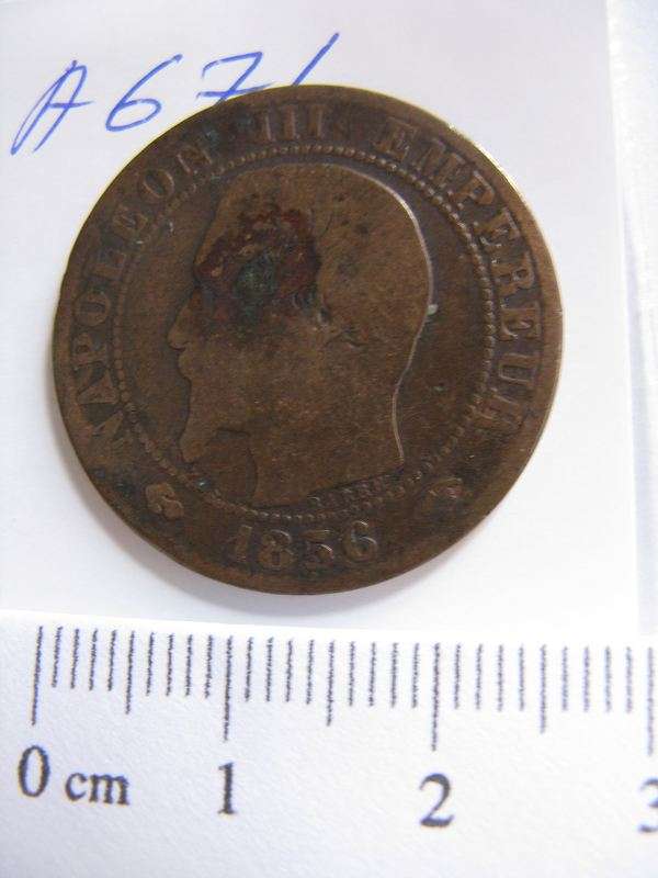 1856 "A" FRANCE NAPOLEON III CINQ CENTIMES.