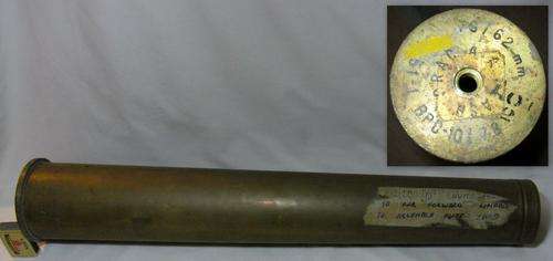 BRASS ARTILLERY SHELL.WEIGHT= +/- 4Kg. H 64cm. (P&P=R50).