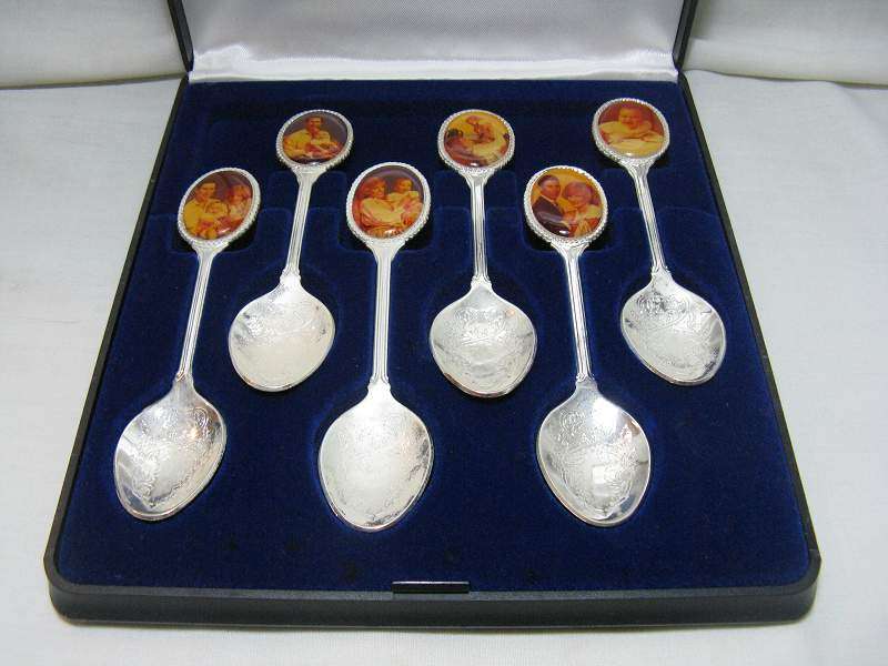 PRINCE CHARLES, PRINCESS DIANA & PRINCE WILLIAM WAPW GT.BRITAIN SILVER PLATED SPOON SET. 6 UNITS.