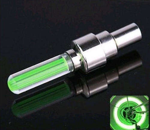 Bicycle or Bike LED Tyre Valve Cap - Green (Pack of 2)