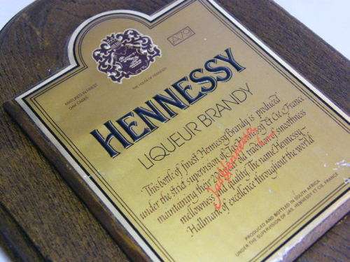 Vintage Hennessy Brandy advertising bar plaque - as per photo