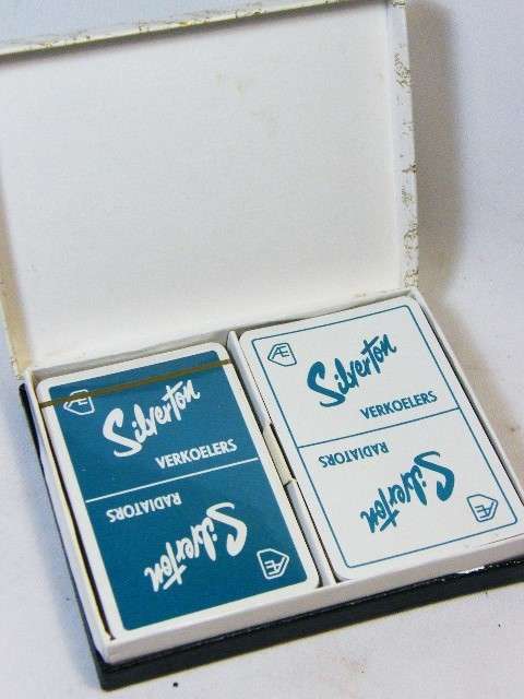 Vintage set of 2 Silverton Radiators advertising playing cards in original case - as per photo