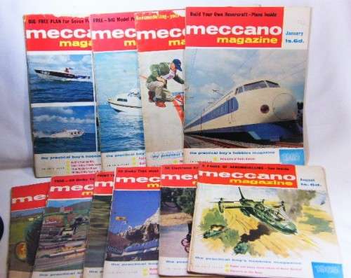 Lot of 10 Meccano magazines - 1964-1966 - some covers loose - as per photo