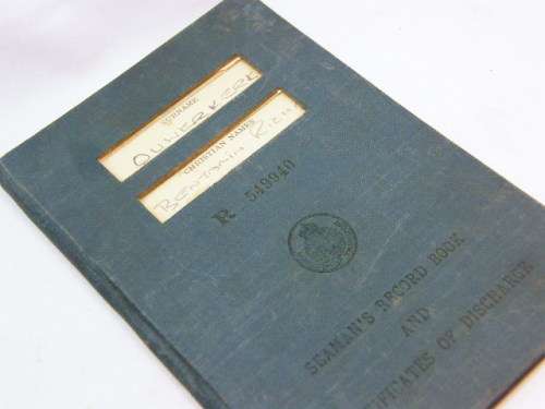 Seaman`s  record book and certificates of discharge that belonged to Benjamin Richard Ouwerkerk