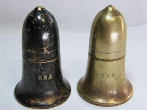 Pair of vintage silverplated salt & pepper set - marked D.R.H on side - @ CRAZY R1 start