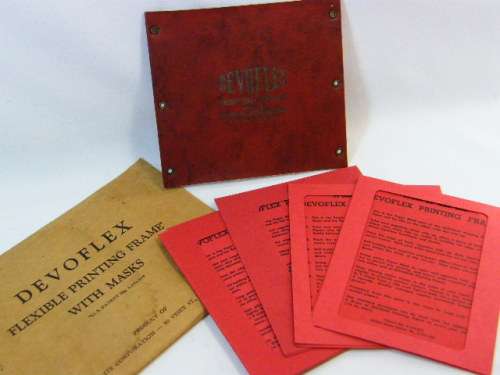 Vintage Devoflex flexible printing frame with masks - as per photo