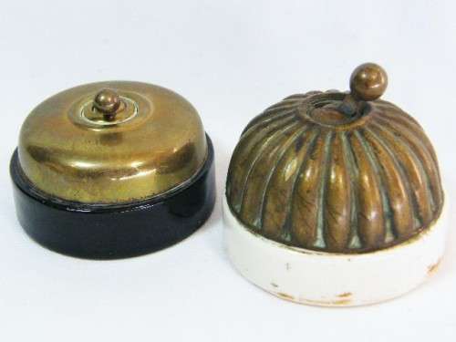 Lot of 2 vintage / antique brass dome light switches