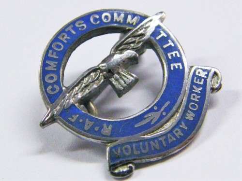 Royal Air Force comforts committee voluntary worker pin badge