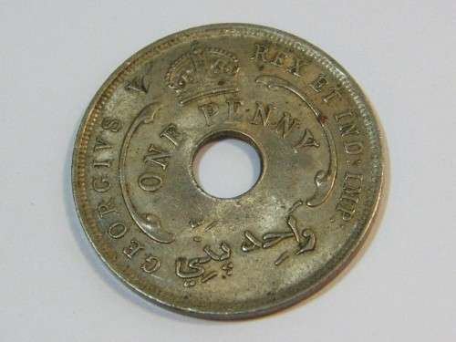 1917 H British West Africa one penny - XF - scarce