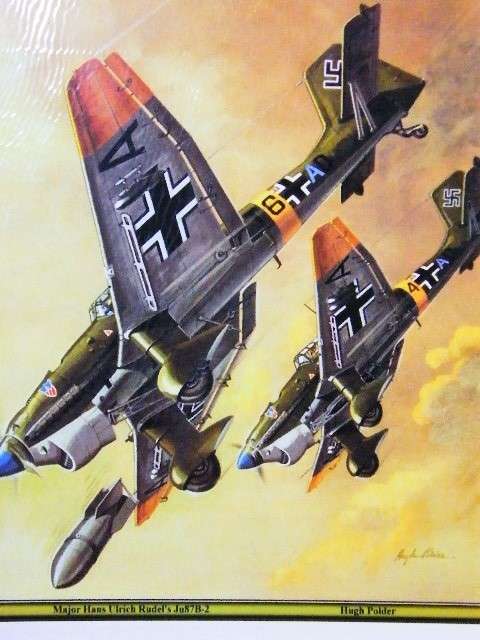 Hugh Polder aviation art print of Major Hans Ulrich Rudel`s JU87B-2 German air force planes