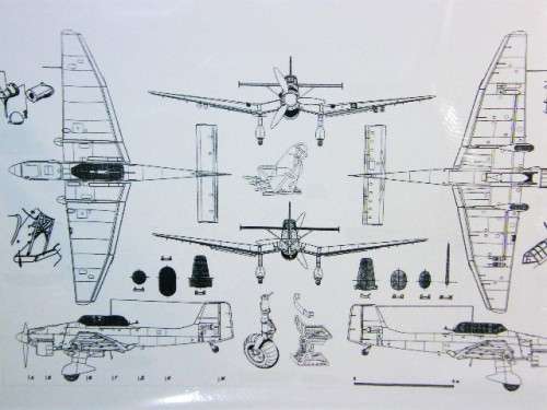 Military Aviation picture of WW2 fighter plane blueprint