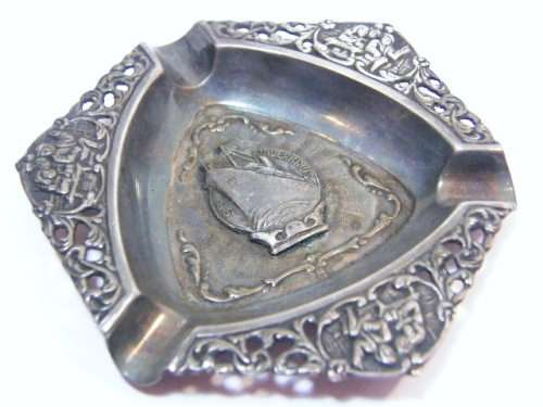 S.S Zuiderkruis dutch steamship silverplated ashtray
